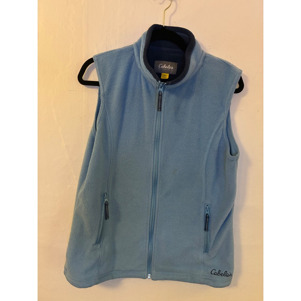 Vintage Cabelas Fleece Vest Womens Medium Light Blue Full Zip Outdoor Gorpcore